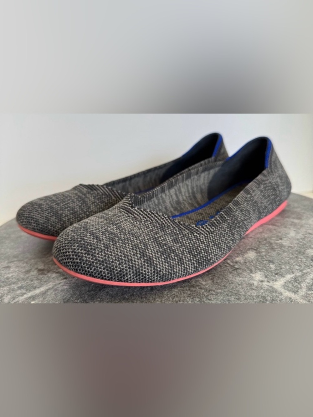 Rothys Birdseye Grey Heathered The Flat Round Toe Shoes 7.5